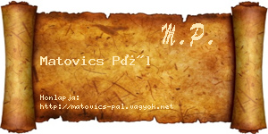 Matovics Pál névjegykártya